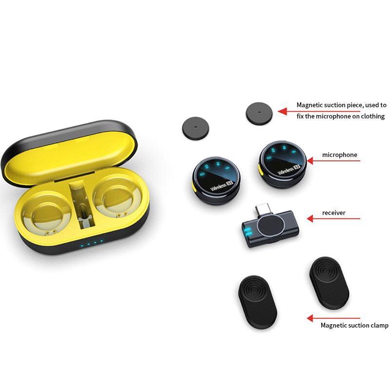 Mini S3 безжичен микрофон с магнитна катарама Lavalier Mic 2.4G преносим микрофон за запис на глас с приемник за Android iOS