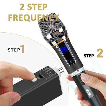 Ασύρματο μικρόφωνο 2 καναλιών UHF Professional Handheld Mic Micphone for Party Karaoke Church Show Meeting 50 μέτρα Απόσταση