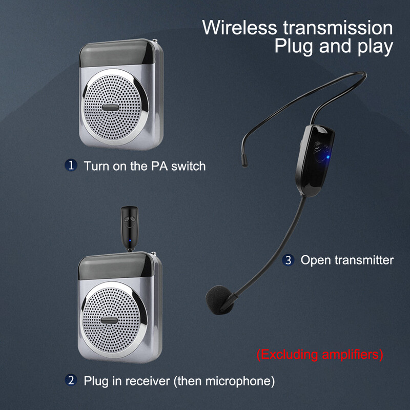 Безжични микрофонни слушалки UHF безжични слушалки и ръчен 2 в 1 микрофон с LED цифров дисплей Микрофон с обхват 165 фута