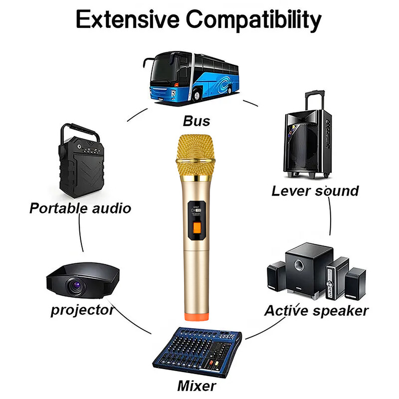 Dvostruki dinamički zlatni bežični mikrofonski sustav s punjivim prijemnikom za karaoke pjevanje Dj mikrofon crkveno vjenčanje