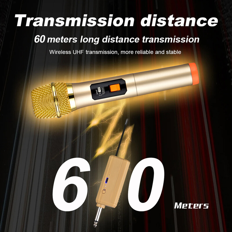 Dvostruki dinamički zlatni bežični mikrofonski sustav s punjivim prijemnikom za karaoke pjevanje Dj mikrofon crkveno vjenčanje