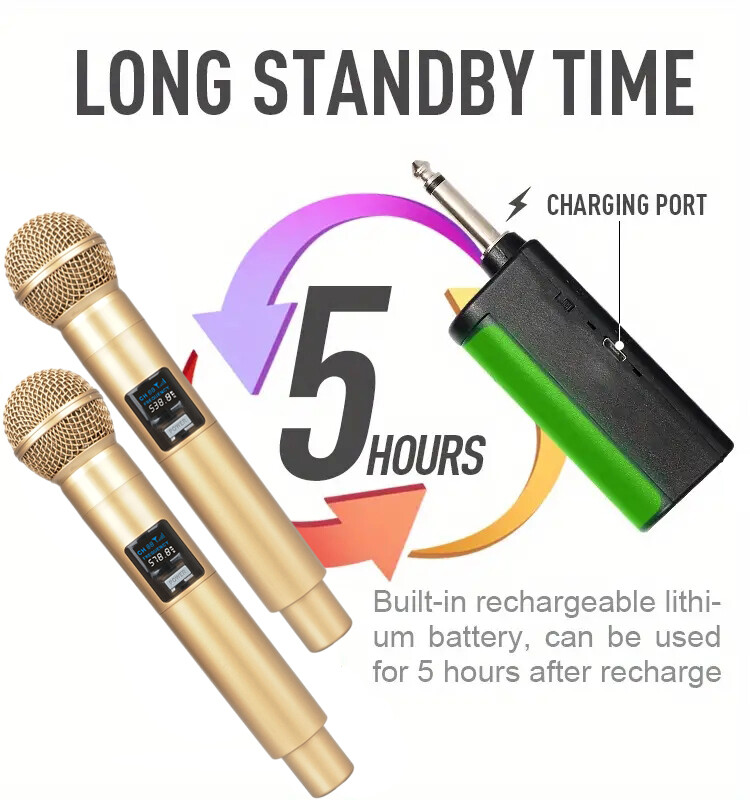 Promijenite kvalitetu/boju zvuka: zlatni bežični mikrofon 58 cijevni ručni dinamički 2.4G mikrofon DJ pojačivač za snimanje mikser