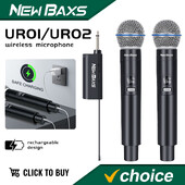 Безжичен микрофон 2 канала UHF с фиксирана честота Динамичен микрофон Парти Караоке Среща Църква Шоу Професионален микрофон