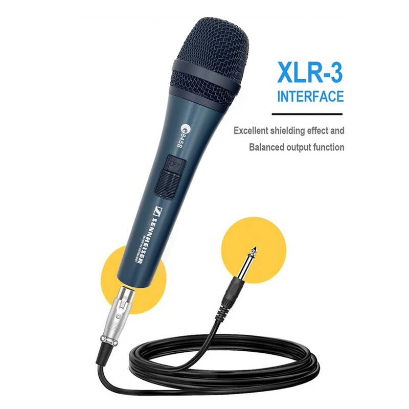 Originalni mikrofon Sennheiser E845S, profesionalni žičani super-kardioidni dinamički ručni mikrofon za nastup, vokale uživo, karaoke