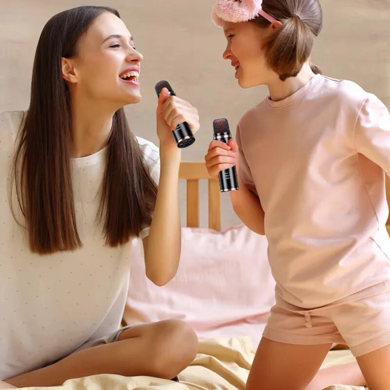 Mini player portabil cu microfon Karaoke Bluetooth pentru mașină Înregistrare melodii Echipament de transmisie live FM Cars Mic fără fir