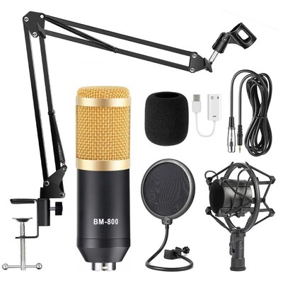 BM-800 πυκνωτικό μικρόφωνο Karaoke Studio Ζωντανή ροή KTV Μικρόφωνο για ραδιοφωνικό ραδιοφωνικό μετάδοση Τραγούδι εγγραφή εγγραφή Υπολογιστή εκπομπή στο Διαδίκτυο