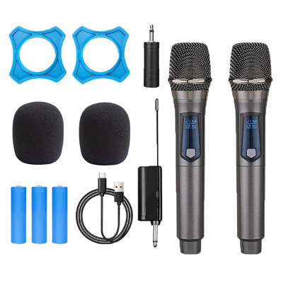 Bežični mikrofon 2 kanala UHF dvostruki ručni dinamički mikrofon s punjivom baterijom za kućne sastanke za karaoke party