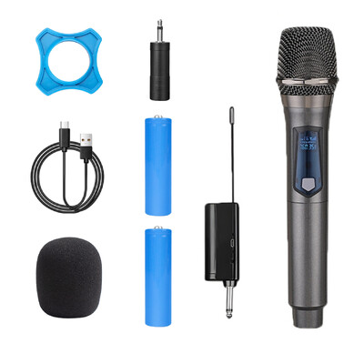 Bežični mikrofon 2 kanala UHF dvostruki ručni dinamički mikrofon s punjivom baterijom za kućne sastanke za karaoke party