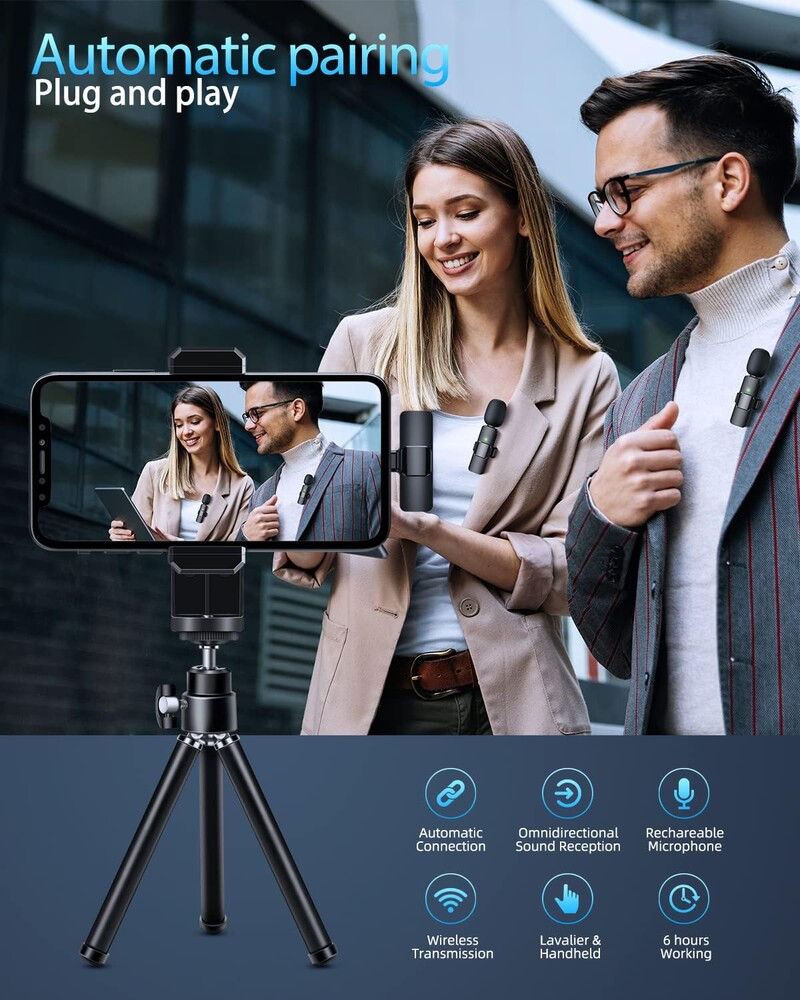 3 u 1 bežični mikrofon za iPhone Android bežični lavalier mikrofon s poništavanjem buke Lapel mikrofon za intervju Video Podcast