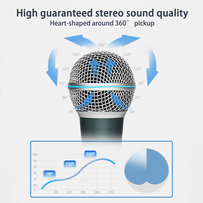 Ručni žičani mikrofon, dinamički vokalni mikrofon s kabelom od 9 stopa i prekidačem za uključivanje/isključivanje pogodan za zvučnike, karaoke stroj za pjevanje