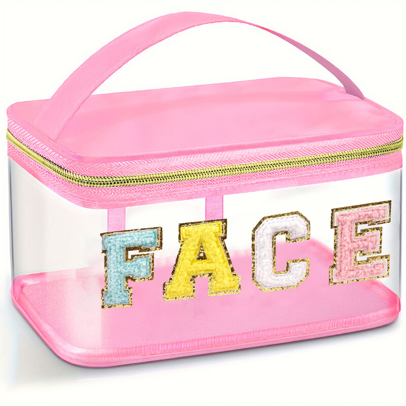 Siuvinėti laikymo krepšys tarpvalstybinis PVC skaidrus kosmetikos krepšys raidinis kelioninis tualeto reikmenų krepšys didelės talpos Matavimo kosmetikos krepšys