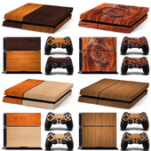 PS4 konsolei un 2 kontrolieriem Ādas uzlīme PS4 koksnes graudus aizsargājošs vinila apvalks, pilns komplekts