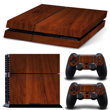 Για κονσόλα PS4 και 2 χειριστήρια Skin Sticker PS4 Wood Grain Protective Vinyl Wrap Cover Full Set