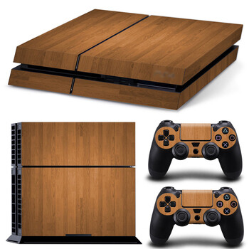 Για κονσόλα PS4 και 2 χειριστήρια Skin Sticker PS4 Wood Grain Protective Vinyl Wrap Cover Full Set