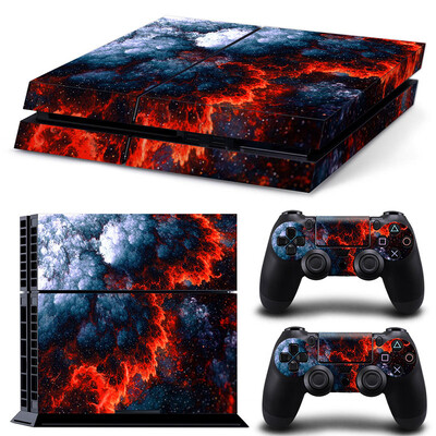 PS4 konsolei un 2 kontrolieriem Ādas uzlīme PS4 koksnes graudus aizsargājošs vinila apvalks, pilns komplekts