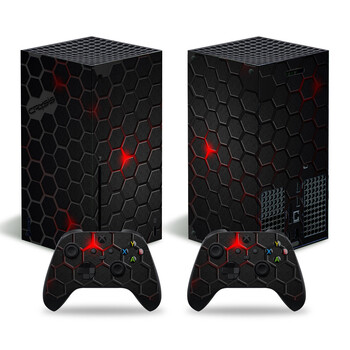 Για X-box Series X Console and 2 Controller Skin Sticker Geometric Lattice Protective Vinyl Decal Full Set for XSX Skin