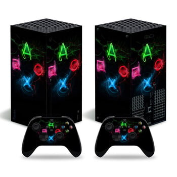 Για X-box Series X Console and 2 Controller Skin Sticker Geometric Lattice Protective Vinyl Decal Full Set for XSX Skin