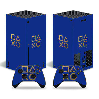 X-box sērijas X konsolei un 2 kontrolieriem Ādas uzlīme Ģeometriskā režģa aizsargājoša vinila uzlīme pilns komplekts XSX ādai