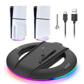 Vertikalno rashladno postolje s RGB svjetlom za konzolu PS5 Slim / PS5 Pro Protuklizna baza Nosač držač Dodaci za igre