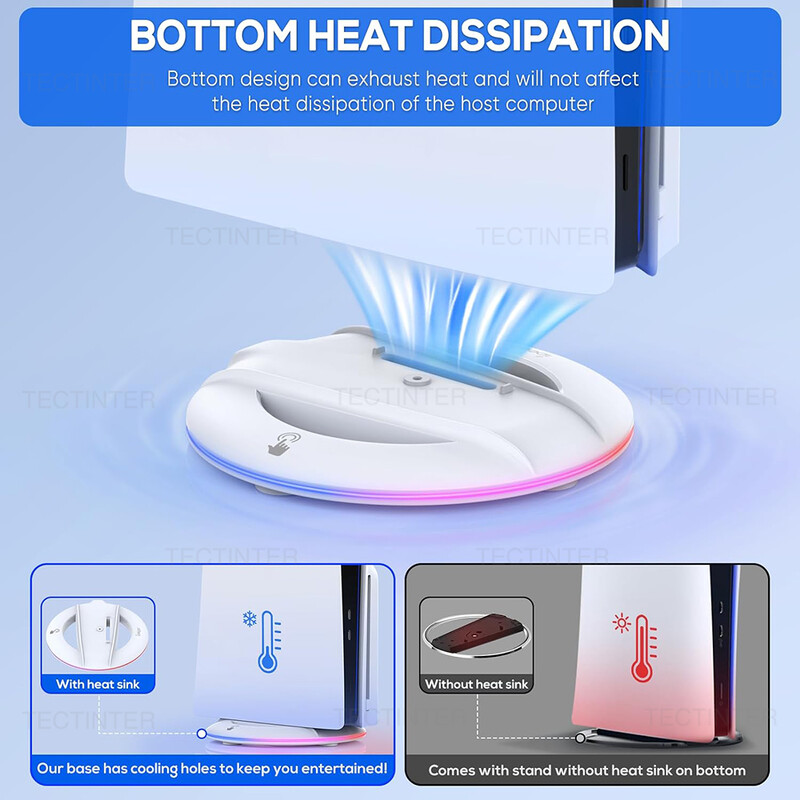 Vertikalno rashladno postolje s RGB svjetlom za konzolu PS5 Slim / PS5 Pro Protuklizna baza Nosač držač Dodaci za igre