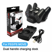 PS3move/PS3-hoz kettős fogantyús töltő dokkoló töltőállomás playstation3-hoz dupla töltő töltő PS3move töltőhöz