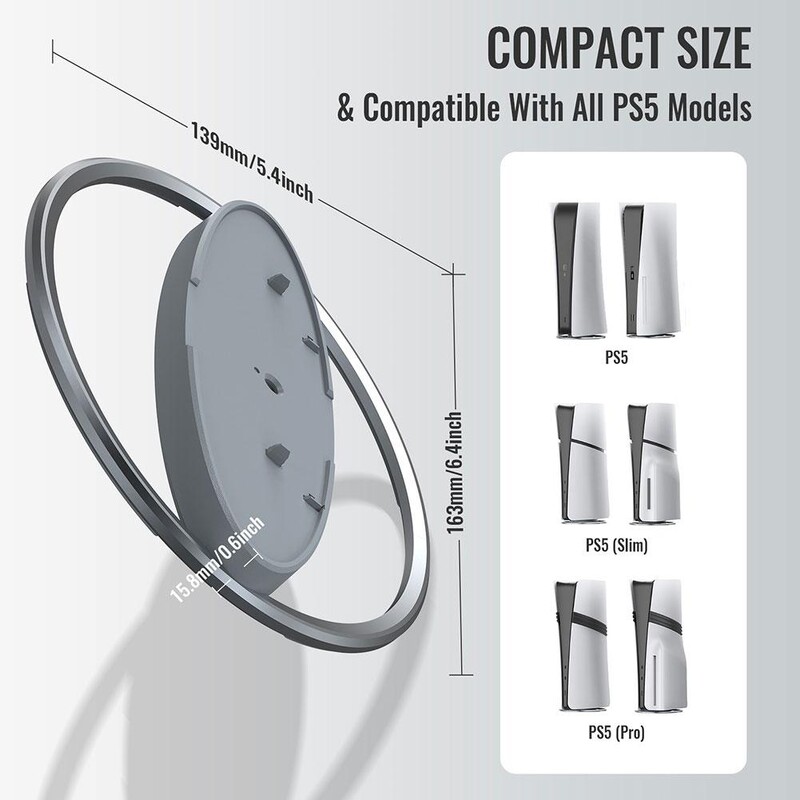Novo okomito postolje za PS5 Pro & PS5 SLim, metalni držač, protuklizna baza za Playstation 5 Dodaci za montažu igraće konzole