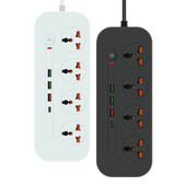 Razdjelnik za napajanje EU UK US utikač Prenaponska zaštita Utičnica 2 m produžni kabel s 3 USB 1 Type-C priključka 3/4 utičnice Univerzalna utičnica za dom