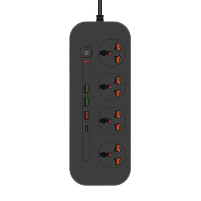 Razdjelnik za napajanje EU UK US utikač Prenaponska zaštita Utičnica 2 m produžni kabel s 3 USB 1 Type-C priključka 3/4 utičnice Univerzalna utičnica za dom