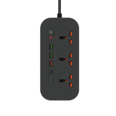 Razdjelnik za napajanje EU UK US utikač Prenaponska zaštita Utičnica 2 m produžni kabel s 3 USB 1 Type-C priključka 3/4 utičnice Univerzalna utičnica za dom