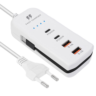 US/EU utikač Razvodnik za struju Električna utičnica 2PD i 2USB Produžni kabel s više priključaka Utikači Adapteri Utičnice za brzo punjenje