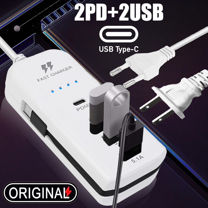 US/EU utikač Razvodnik za struju Električna utičnica 2PD i 2USB Produžni kabel s više priključaka Utikači Adapteri Utičnice za brzo punjenje