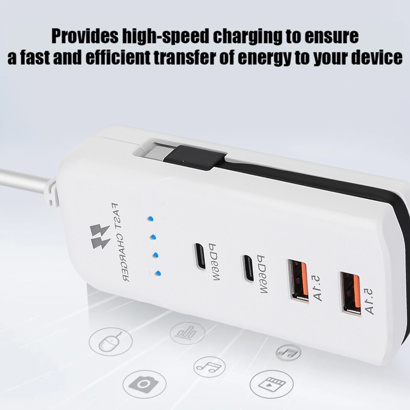 US/EU utikač Razvodnik za struju Električna utičnica 2PD i 2USB Produžni kabel s više priključaka Utikači Adapteri Utičnice za brzo punjenje