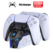 BEBONCOOL FC500 PS5 контролер зарядно за PlayStation 5 двойна станция за бързо зареждане за PS5 RGB контролер зарядна станция