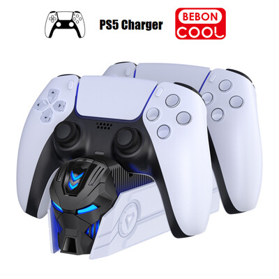 BEBONCOOL FC500 PS5 valdiklio įkroviklis, skirtas PlayStation 5 dvigubai greito įkrovimo stotelei PS5 RGB valdiklio įkrovimo stotelei