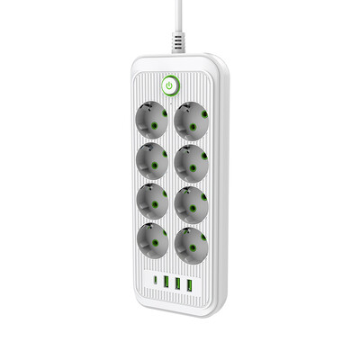 Smart Power Strip EU utikač AC utičnica Multiprise produžni kabel Električna utičnica Mrežni filtar s 3USB tipa C PD Brzo punjenje