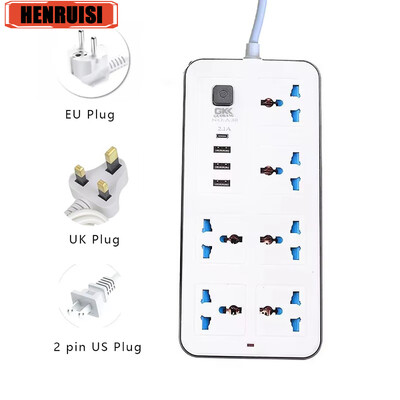 Power Multi Tap Universal Outlet Maitinimo juosta su 2 m ilgintuvu AC tipo C USB prievadai Įkrovimas Elektros lizdas EU JAV JK kištukas