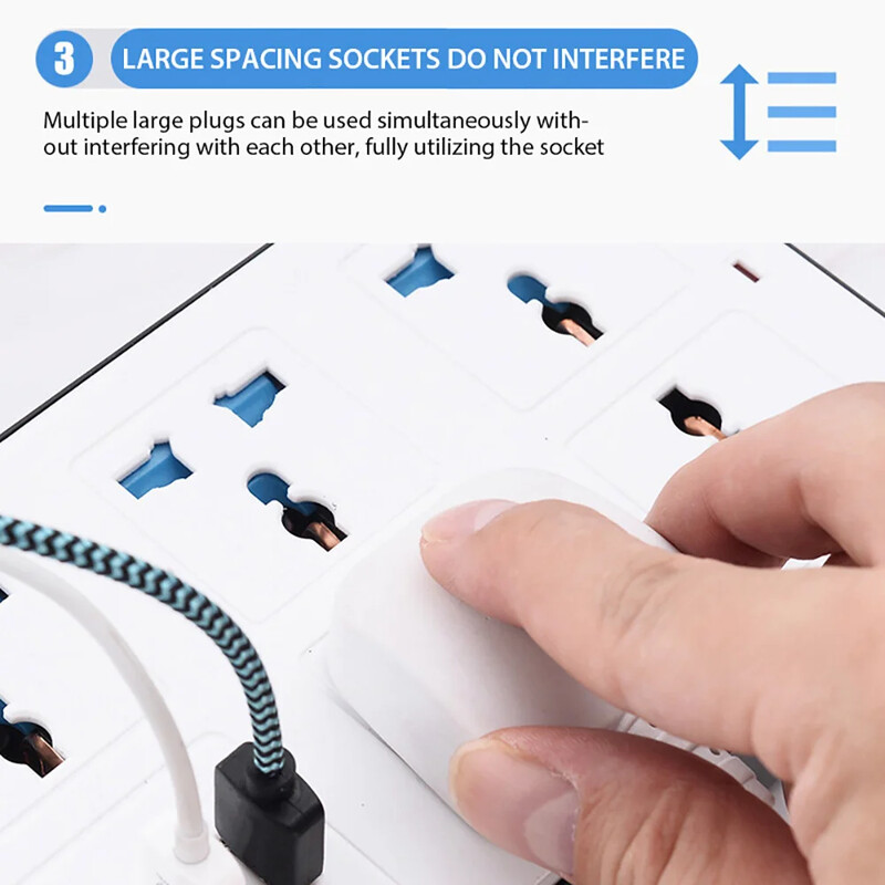 Napajanje Multi Tap Univerzalna utičnica Razvodnik s produžnim kabelom od 2 m AC tip C USB priključci Punjenje Električna utičnica EU US UK utikač