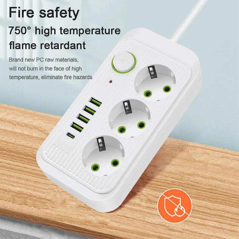 5 m EU utikač AC utičnice Multitap utičnica Produžni kabel Električni razvodnik s USB-om tipa C Brzo punjenje Mrežni filtarski adapter