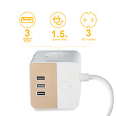 EU Cube Extension Cord Power Socket Multi-Outlet Power Strip с 3 AC контакта и 3 USB с превключвател 1,5 м кабел за домашен офис
