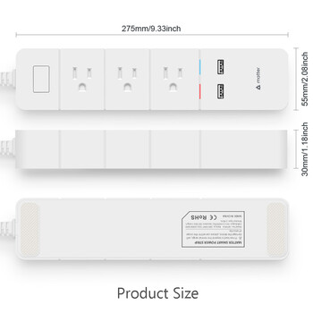 Arumny Matter HomeKit Έξυπνο πολύπριζο πολύπριζο Ηλεκτρική επέκταση Υποστήριξη πρίζας ΗΠΑ Siri SmartThings Google Home Assistant