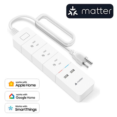 Arumny Matter HomeKit Smart Power Strip Multi Outlet Electric Extension US Plug Support Siri SmartThings Google Home Assistant