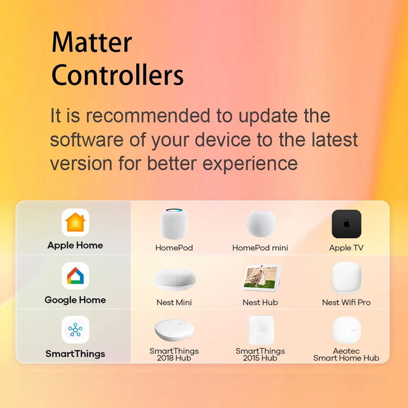 Arumny Matter HomeKit Smart Power Strip Multi Outlet Electric Extension US Plug Support Siri SmartThings Google Home Assistant