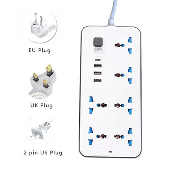 Πρίζα Universal Power Multi Tap EU US UK Πρίζα ρεύματος με καλώδιο επέκτασης 2m AC Τύπος C Υποδοχή φόρτισης θύρας USB