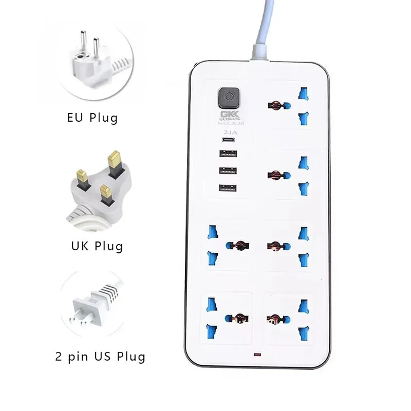 Alimentare universală Multi Tap Priză UE SUA UK Priză cu prelungitor de 2 m CA Tip C Port USB Priză electrică de încărcare