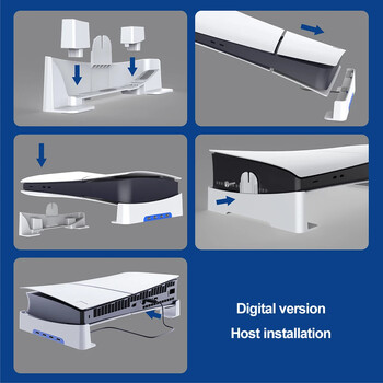 Основна стойка за PS5 Slim Host Хоризонтален държач Дисплей Скоба за докинг станция Без USB/4USB порт HUB Дискова версия Digital Edition Accessorie