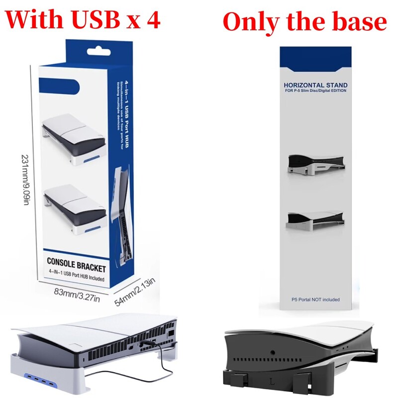 Osnovno postolje za PS5 Slim Host Vodoravni držač Display Dock Nosač Nema USB/4USB priključka HUB Verzija diska Dodatna oprema za digitalno izdanje