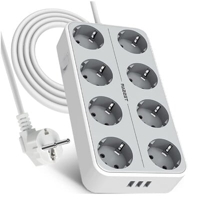 Πολύπριζο TESSAN EU Multi Outlets με θύρες USB 2M Καλώδιο επέκτασης Europe Korea Plug Electric Socket Aapter for Home Office