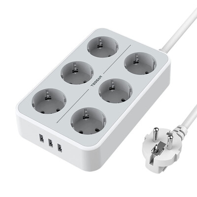 TESSAN Razvodnik s više utičnica za EU s USB priključcima 2M produžni kabel Europa Koreja Utikač Električna utičnica Aapter za kućni ured