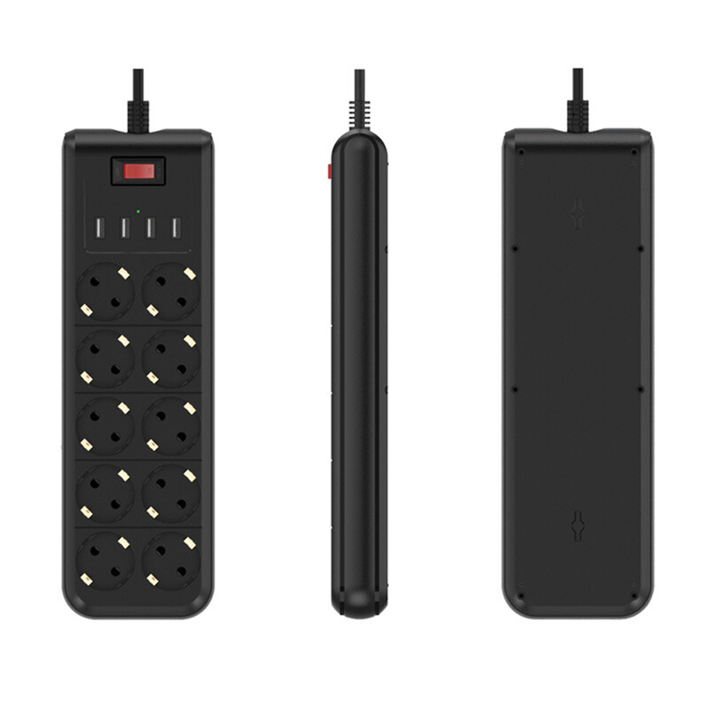 EU razvodnik Mrežni filtar Višestruka električna utičnica 10 utičnica 4USB priključka Brzo punjenje 6,5 FT produžni kabel Zaštita od prenapona