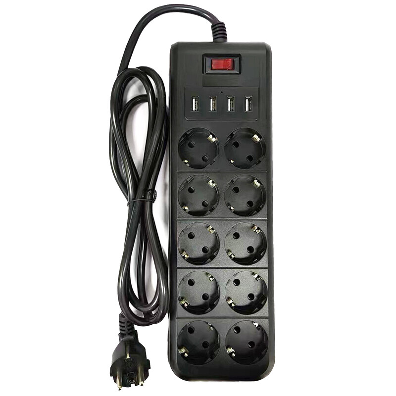 EU razvodnik Mrežni filtar Višestruka električna utičnica 10 utičnica 4USB priključka Brzo punjenje 6,5 FT produžni kabel Zaštita od prenapona